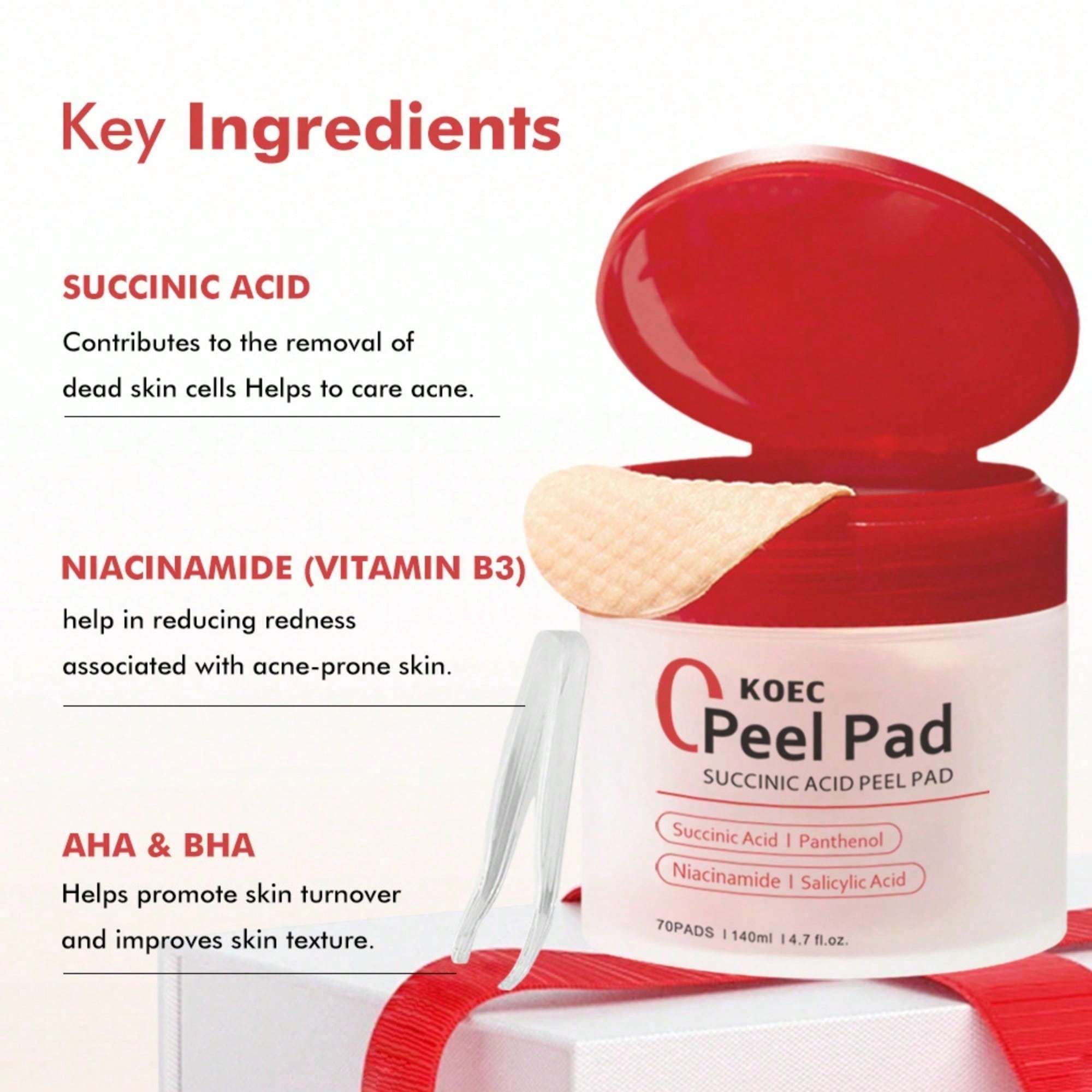 Toner Pads Red Succinic Acid P - đánh giá và giá Skincare Non Comedogenic